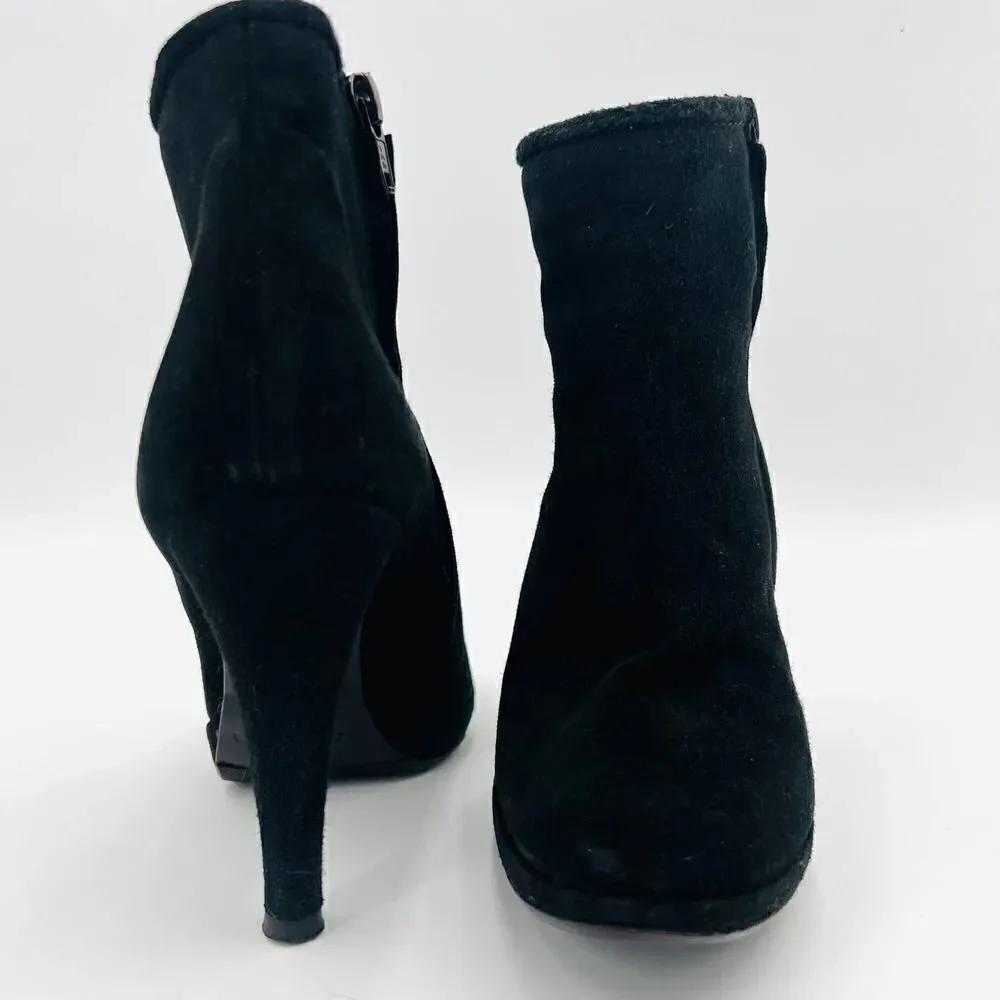 Pedro Garcia Black Suede Ankle Stiletto Heels Booties Size 35.5